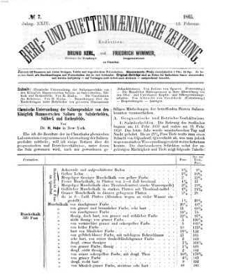 Berg- und hüttenmännische Zeitung Montag 13. Februar 1865