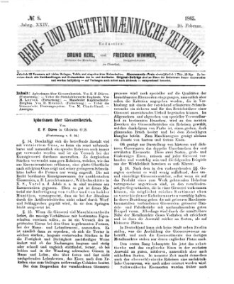 Berg- und hüttenmännische Zeitung Montag 20. Februar 1865