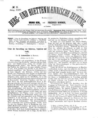 Berg- und hüttenmännische Zeitung Montag 22. Mai 1865