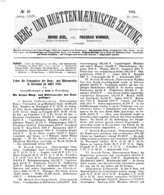 Berg- und hüttenmännische Zeitung Montag 26. Juni 1865