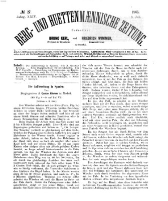 Berg- und hüttenmännische Zeitung Montag 3. Juli 1865