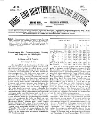 Berg- und hüttenmännische Zeitung Montag 7. August 1865