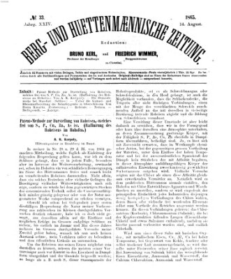 Berg- und hüttenmännische Zeitung Montag 14. August 1865