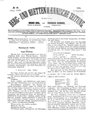 Berg- und hüttenmännische Zeitung Montag 4. September 1865