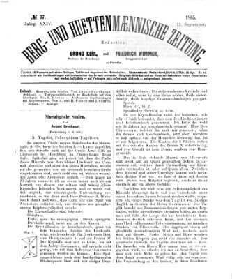 Berg- und hüttenmännische Zeitung Montag 11. September 1865