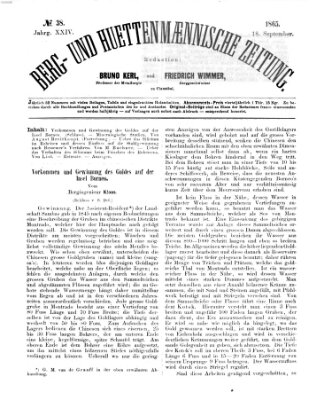 Berg- und hüttenmännische Zeitung Montag 18. September 1865