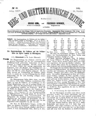 Berg- und hüttenmännische Zeitung Montag 30. Oktober 1865