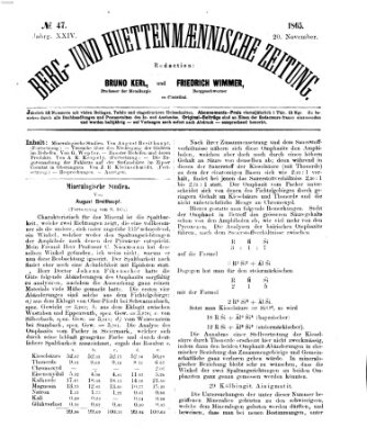 Berg- und hüttenmännische Zeitung Montag 20. November 1865