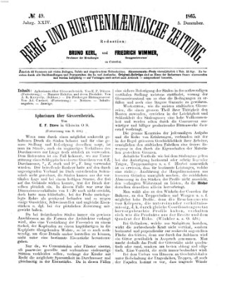 Berg- und hüttenmännische Zeitung Dienstag 5. Dezember 1865