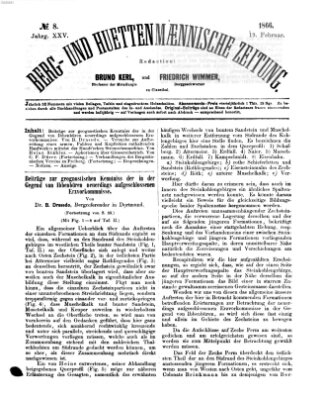 Berg- und hüttenmännische Zeitung Montag 19. Februar 1866