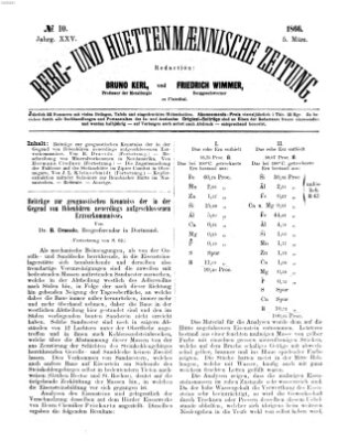 Berg- und hüttenmännische Zeitung Montag 5. März 1866