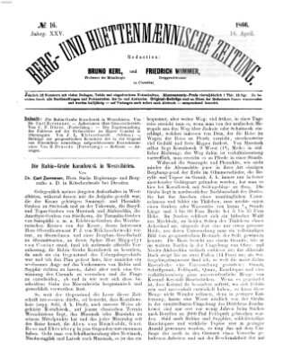 Berg- und hüttenmännische Zeitung Montag 16. April 1866