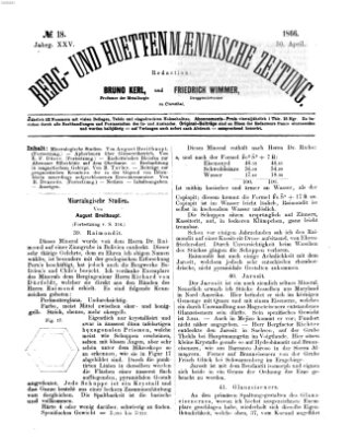 Berg- und hüttenmännische Zeitung Montag 30. April 1866