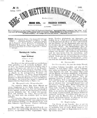 Berg- und hüttenmännische Zeitung Montag 4. Juni 1866