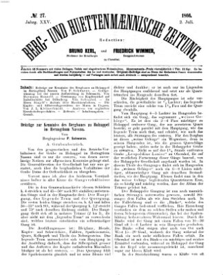 Berg- und hüttenmännische Zeitung Montag 2. Juli 1866