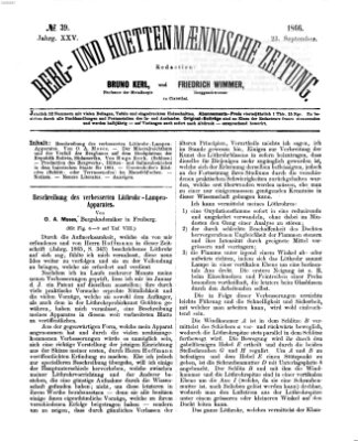 Berg- und hüttenmännische Zeitung Sonntag 23. September 1866