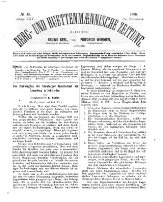 Berg- und hüttenmännische Zeitung Montag 26. November 1866