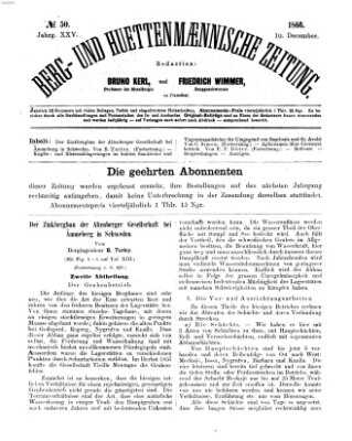 Berg- und hüttenmännische Zeitung Montag 10. Dezember 1866