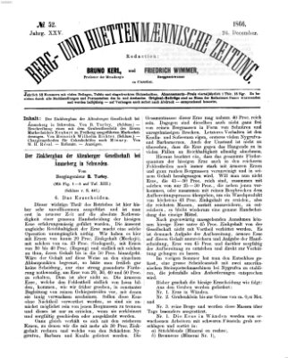 Berg- und hüttenmännische Zeitung Montag 24. Dezember 1866