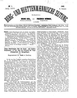 Berg- und hüttenmännische Zeitung Freitag 4. Januar 1867