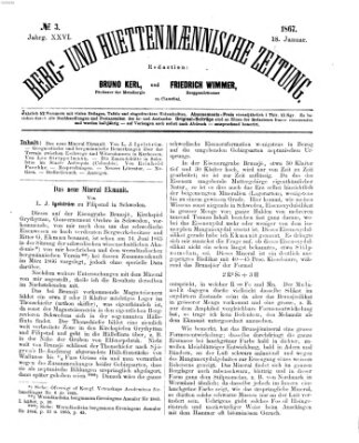 Berg- und hüttenmännische Zeitung Freitag 18. Januar 1867