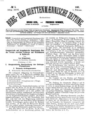 Berg- und hüttenmännische Zeitung Freitag 1. Februar 1867