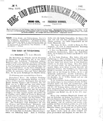 Berg- und hüttenmännische Zeitung Freitag 8. Februar 1867