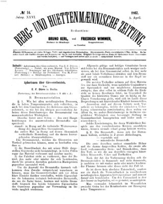 Berg- und hüttenmännische Zeitung Freitag 5. April 1867