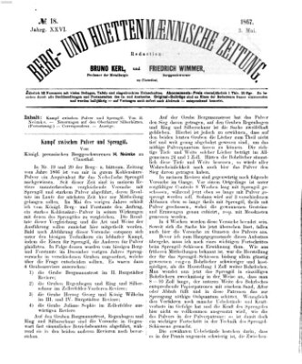 Berg- und hüttenmännische Zeitung Freitag 3. Mai 1867