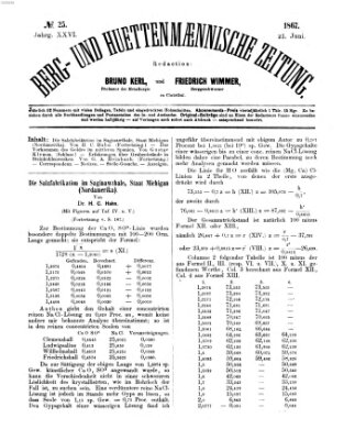 Berg- und hüttenmännische Zeitung Freitag 21. Juni 1867