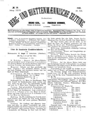 Berg- und hüttenmännische Zeitung Freitag 19. Juli 1867