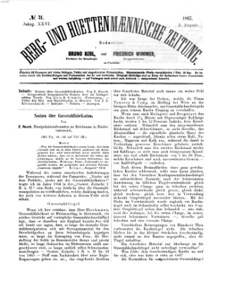 Berg- und hüttenmännische Zeitung Freitag 2. August 1867