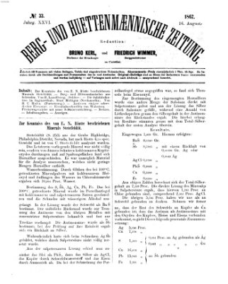 Berg- und hüttenmännische Zeitung Freitag 16. August 1867