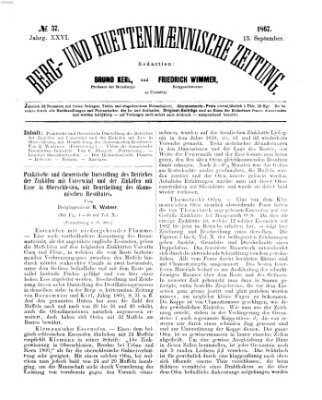 Berg- und hüttenmännische Zeitung Freitag 13. September 1867