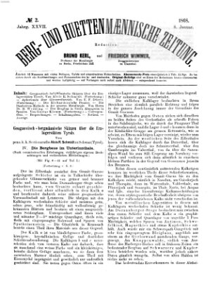 Berg- und hüttenmännische Zeitung Mittwoch 8. Januar 1868