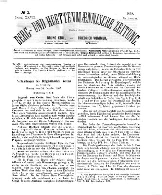 Berg- und hüttenmännische Zeitung Mittwoch 15. Januar 1868