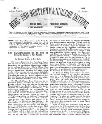 Berg- und hüttenmännische Zeitung Mittwoch 22. Januar 1868