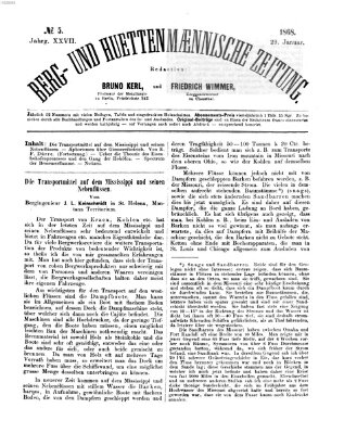 Berg- und hüttenmännische Zeitung Mittwoch 29. Januar 1868