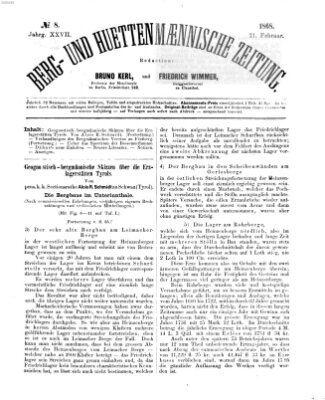 Berg- und hüttenmännische Zeitung Freitag 21. Februar 1868