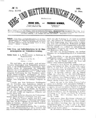 Berg- und hüttenmännische Zeitung Freitag 27. März 1868