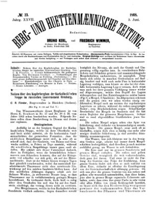 Berg- und hüttenmännische Zeitung Freitag 5. Juni 1868