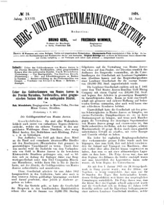 Berg- und hüttenmännische Zeitung Freitag 12. Juni 1868