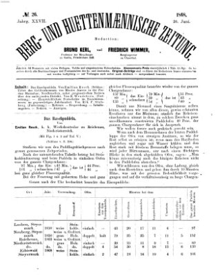 Berg- und hüttenmännische Zeitung Freitag 26. Juni 1868