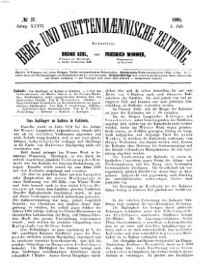 Berg- und hüttenmännische Zeitung Freitag 3. Juli 1868