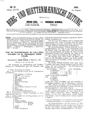 Berg- und hüttenmännische Zeitung Freitag 14. August 1868