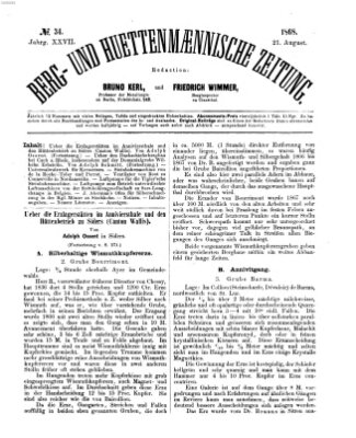 Berg- und hüttenmännische Zeitung Freitag 21. August 1868