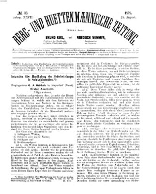 Berg- und hüttenmännische Zeitung Freitag 28. August 1868