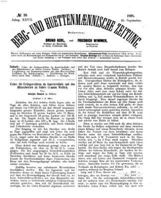 Berg- und hüttenmännische Zeitung Freitag 25. September 1868