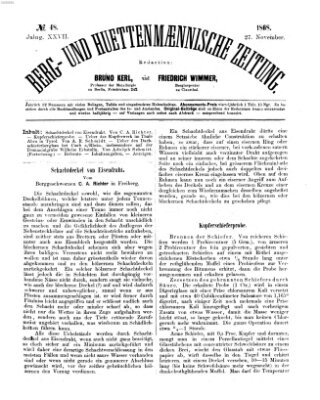 Berg- und hüttenmännische Zeitung Freitag 27. November 1868