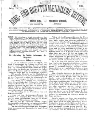 Berg- und hüttenmännische Zeitung Freitag 1. Januar 1869